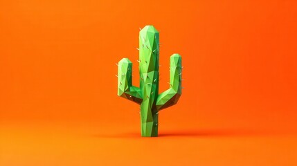 Poster - geometric cactus illustration on an orange background.