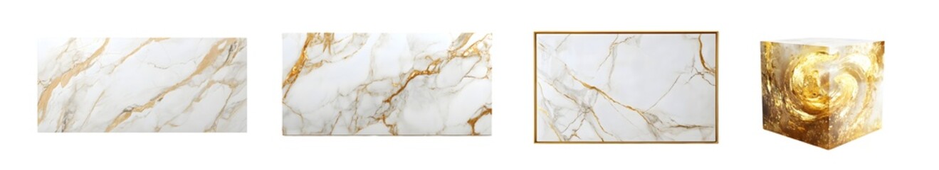 Fototapete - White marble design with gold veining. isolated on transparent background