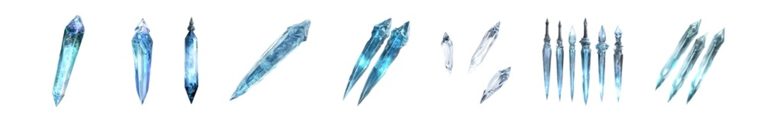 Fototapete - Collection of icy, crystalline shards. isolated on transparent background