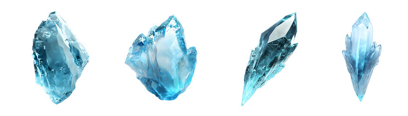 Fototapete - set of icy crystals isolated on transparent background