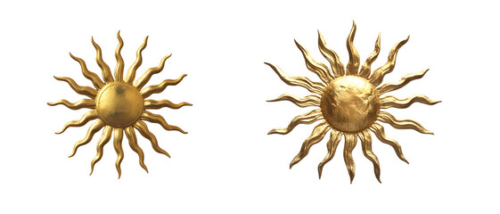 Fototapete - set of golden sunburst designs on a white background.