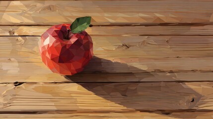 Poster - Low-poly  on a wooden surface.