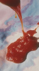 Aufkleber - Nutrient Dense Honey Drizzling with Thick Viscosity on Colorful Surface - Pure Natural Ingredient Marketing and Wellness Food Trend Visual