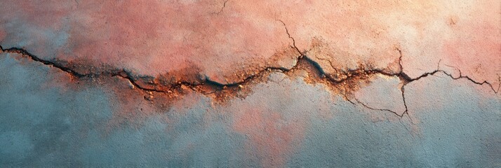 Aufkleber - Cracked Concrete Pavement with Jagged Fissures Close-Up Texture Detail for Construction Repair and Safety Training Concept of Structural Failure