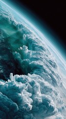 Poster - High-Resolution Celestial Map of Earth from Space Highlighting Atmospheric Textures and Curvature for Environmental Awareness and Global Unity Campaigns