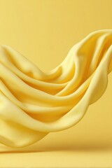 Aufkleber - Draped Yellow Textile Fabric with Soft Flowing Texture on Monochromatic Background for Vibrant Modern Design and Premium Branding Content