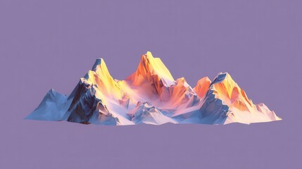 Poster - Geometric mountain range illustration with vibrant colors.