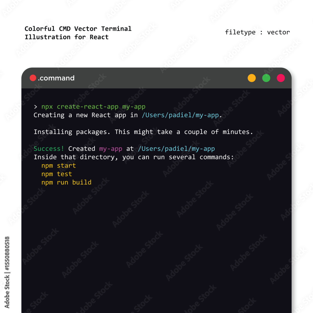 Vector de Stock A colorful command vector terminal illustration Website ...