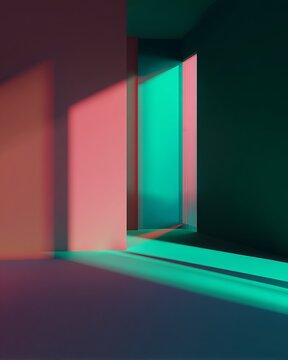 Abstract colorful minimalist interior space design