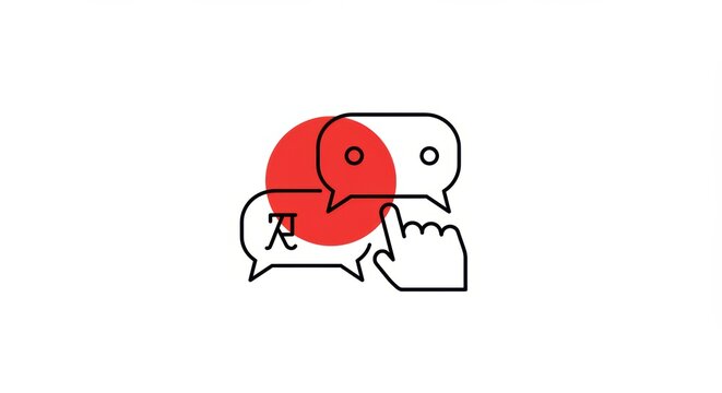 Multilingual Communication: Translation Icon with Hand