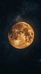 Wall Mural - golden hour moon celestial sphere in starry night sky