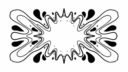Aufkleber - Abstract black and white symmetrical design with curved lines and teardrop shapes forming a border created with generated ai
