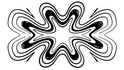  - Black and white abstract design with wavy lines creating a symmetrical star like shape in the center created with generated ai