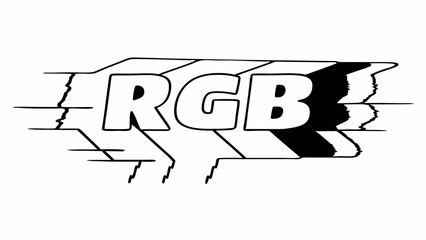 Aufkleber - Distorted rgb text with horizontal glitch effect in black and white design element vector illustration created with generated ai