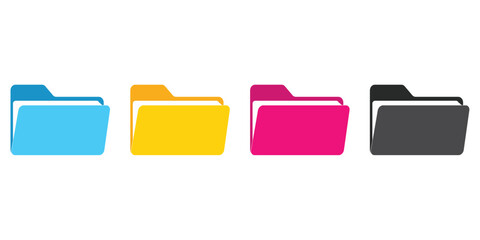 Aufkleber - computer file folder icons set. colorful document folders. office folder icons with documents. folde