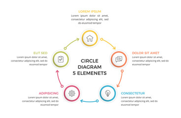 Poster - Circular diagram with five connected steps, infographic template, vector eps10 illustration