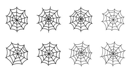 Set of Simple black spider web vector illustration
