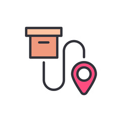 Poster - Package Delivery With Navigation Pin On Transparent Digital Background