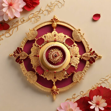 A beautifully designed Raksha Bandhan greeting card in rich gold tones, symbolizing love, tradition, and the cherished bond between siblings.