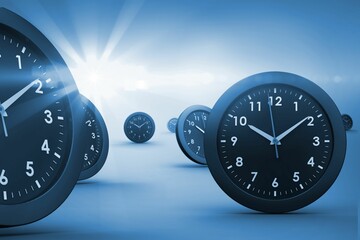 Leinwandbilder - Digital image of clocks against white background