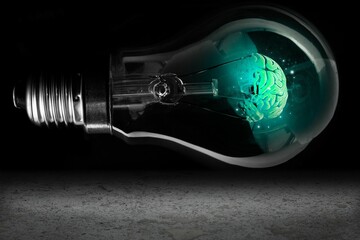 Poster - Digitally generated Brain in a light bulb