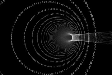 Poster - Spiral of binary code on black background