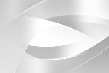 Poster - Abstract translucent white-gray ribbons are flowing in overlapping curves in digital art