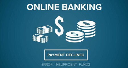 Poster - Online banking text on blue display