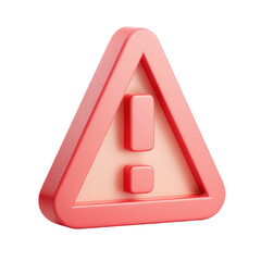 Poster - Soft Red 3D Exclamation Mark Warning Caution Attention Sign Icon Transparent PNG Graphic Element for Digital Interfaces and Alerts