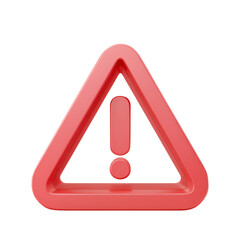 Poster - Soft 3D Red Warning Caution Attention Sign Icon Transparent PNG with a Clear and Gentle Appearance for Alerting Purposes