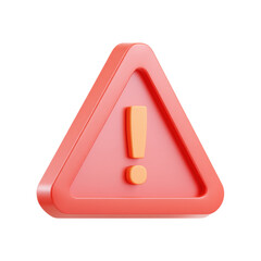 Poster - 3D Rendered Transparent PNG Icon of a Red Triangular Warning Sign with a Soft Orange Exclamation Mark for Cautionary Attention and Alerts
