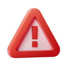 Poster - A high quality 3d rendering of a soft textured red caution warning attention sign icon with a transparent background