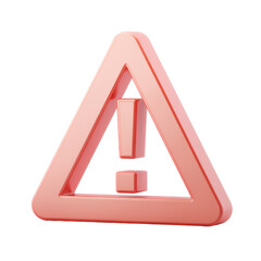 Poster - A Soft Red 3D Icon of a Warning Sign with an Exclamation Mark Inside a Triangle for Attention and Caution Notifications