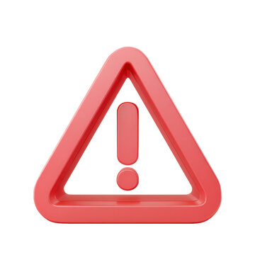 Soft 3D Red Warning Caution Attention Sign Icon Transparent PNG with a Clear and Gentle Appearance for Alerting Purposes