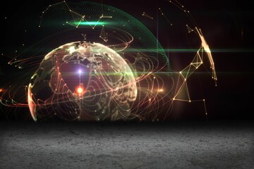 Poster - Glowing lights surrounding earth