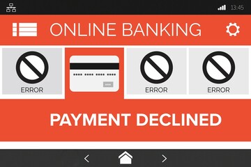 Poster - Online banking and payment declined text on phone screen