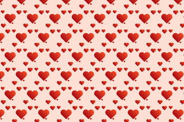 Poster - A repeating pattern of red hearts on a soft pink background symbolizing love and affection