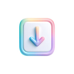 Poster - Transparent Background Download Button PNG Clean 3D Icon Illustration Modern Style Vibrant Colors Arrow Download Button Ready to Use