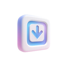 Poster - A 3D Render of a Download Button Icon with a Transparent Background Ready for Your Creative Projects