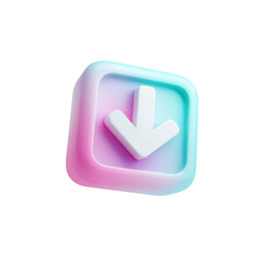 Poster - Vibrant 3D Transparent PNG Download Arrow Button Icon Illustration Graphic Clean Aesthetic Design Element for Websites and Applications