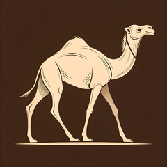 Fototapete - A full-body silhouette of a camel with one hump, lying down in a resting position with clear outlines and a minimalistic design.