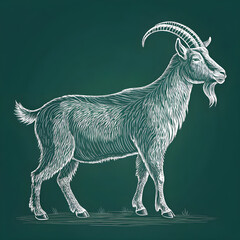 Fototapete - A full-body silhouette of a goat in side profile, featuring visible horns and a simple, minimalistic design.
