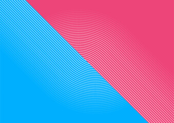 Poster - Blue and pink linear pattern abstract geometric minimal background. Vector digital art design
