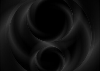 Poster - Black smooth glossy circles abstract geometric background. Vector futuristic tech design