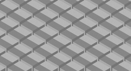 Poster - Dark grey abstract 3d cubes with minimal lines, geometric tech background. Vector concept linear design