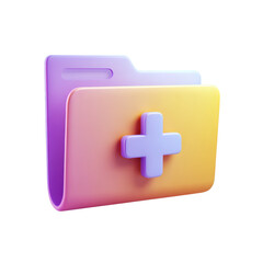 Poster - Transparent PNG 3D Icon Representing a Folder with a Plus Sign Indicating Addition or Safety Measures