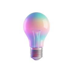 Poster - A luminous 3D rendered pastel colored light bulb icon symbolizing creativity innovation and bright ideas presented in a transparent PNG format