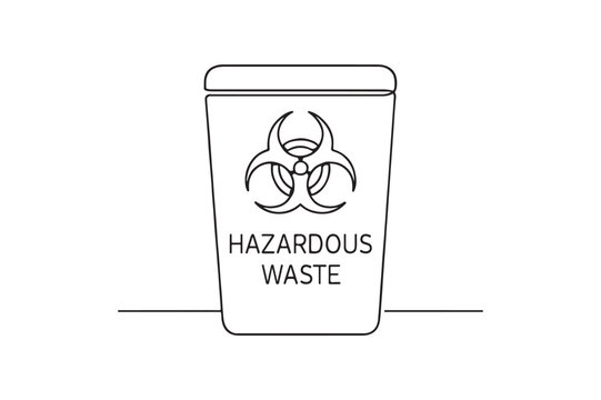 Hazardous Waste Symbol continuous one line drawing minimalism design