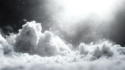 Poster - A captivating view of fluffy clouds illuminated by bright sunlight, creating an ethereal atmosphere and a sense of tranquility.