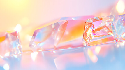 Aufkleber - A collection of crystal-like geometrical shapes reflecting light, creating a dreamy and colorful ambiance perfect for design projects.
